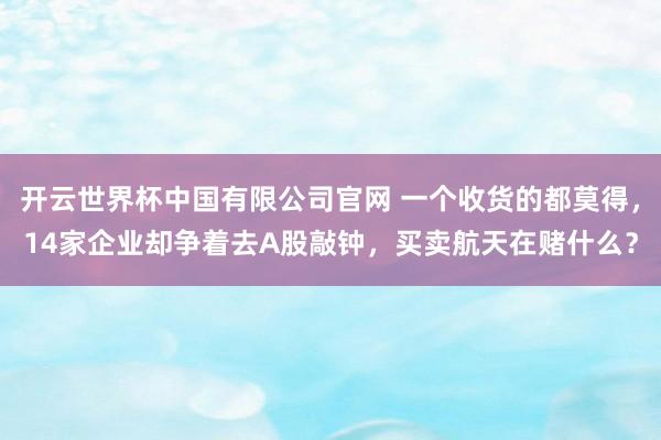 开云世界杯中国有限公司官网 一个收货的都莫得，14家企业却争着去A股敲钟，买卖航天在赌什么？