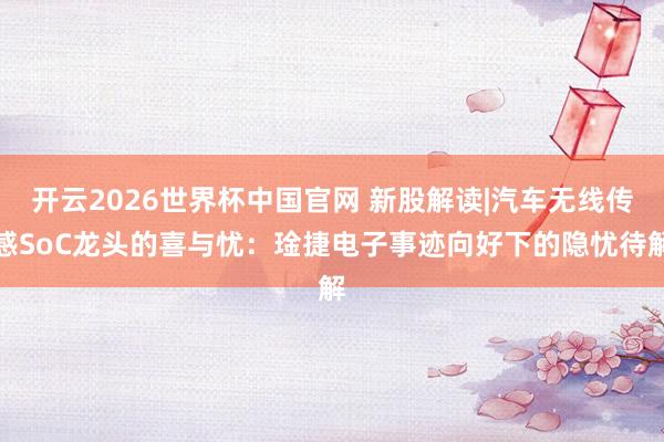 开云2026世界杯中国官网 新股解读|汽车无线传感SoC龙头的喜与忧：琻捷电子事迹向好下的隐忧待解