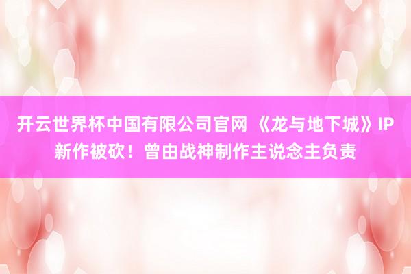 开云世界杯中国有限公司官网 《龙与地下城》IP新作被砍！曾由战神制作主说念主负责