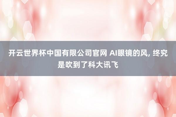 开云世界杯中国有限公司官网 AI眼镜的风， 终究是吹到了科大讯飞