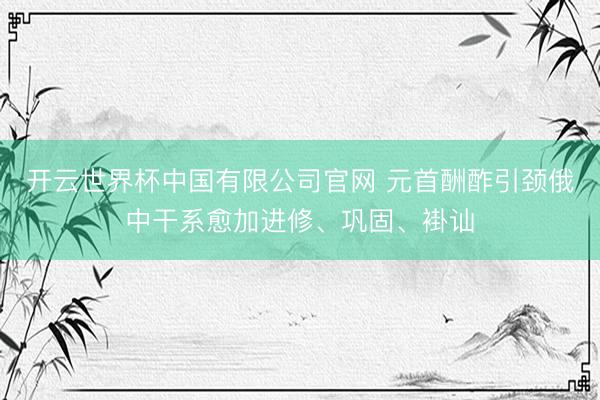 开云世界杯中国有限公司官网 元首酬酢引颈俄中干系愈加进修、巩固、褂讪