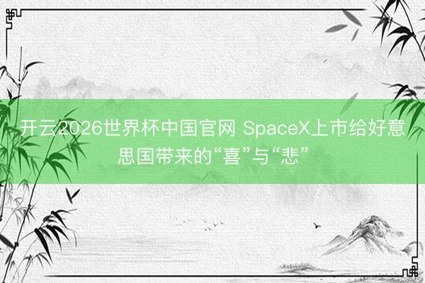 开云2026世界杯中国官网 SpaceX上市给好意思国带来的“喜”与“悲”