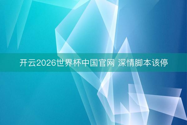 开云2026世界杯中国官网 深情脚本该停
