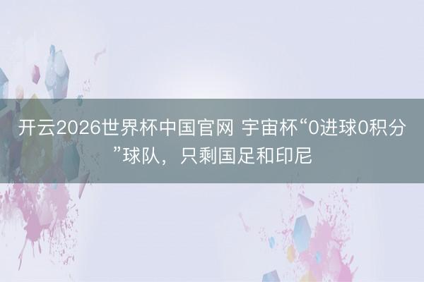 开云2026世界杯中国官网 宇宙杯“0进球0积分”球队,只剩国足和印尼