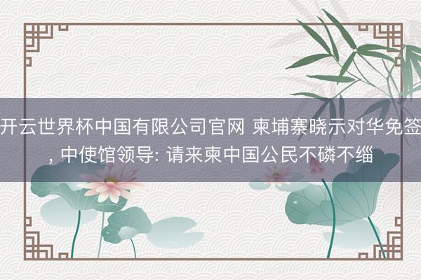 开云世界杯中国有限公司官网 柬埔寨晓示对华免签, 中使馆领导: 请来柬中国公民不磷不缁